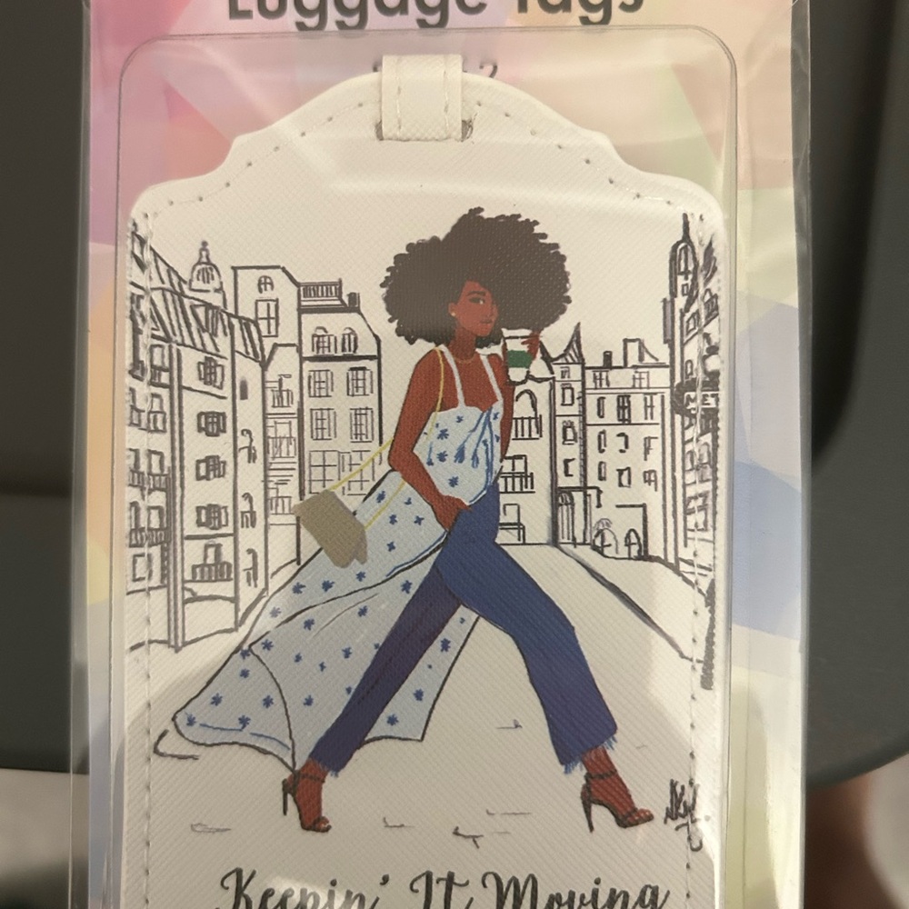 Chic White and Blue luggage tags